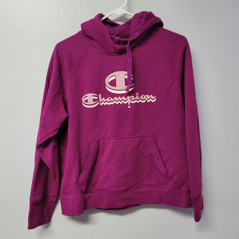 Champion Hoodie Magenta Pink Pullover Hooded Sweatshirt Womens Size M